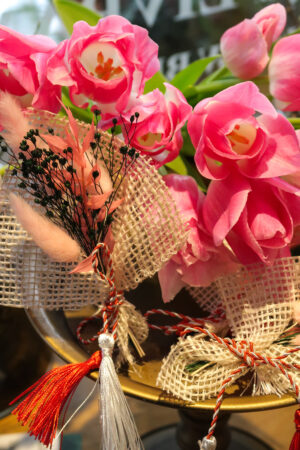 Set de 5 mărțișoare din flori uscate #pink