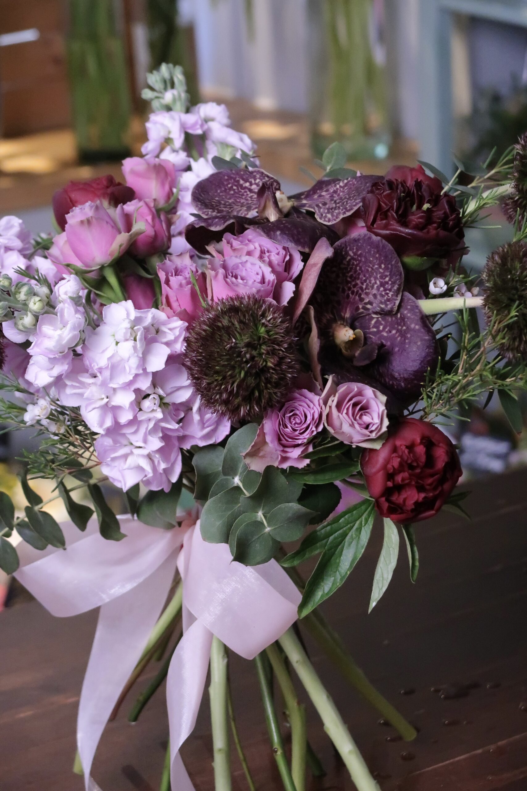 Buchet de mireasa roz-mov - imagine 2